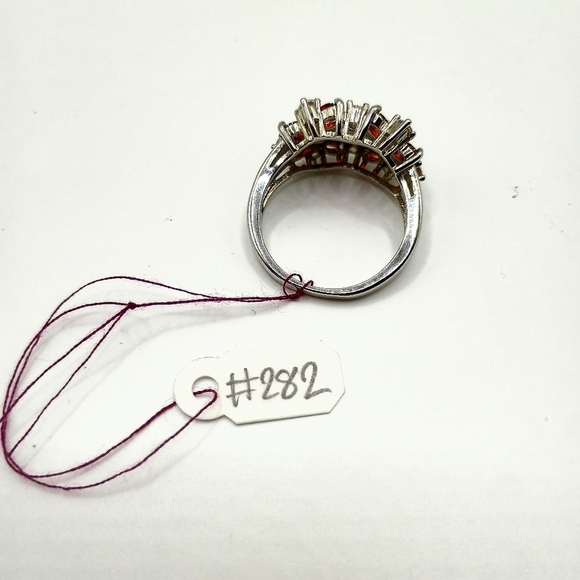 Silver With Red And Colorless Stones Ring - Picture 4 of 4